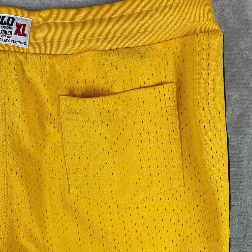 Polo Ralph Lauren Shorts Men XL Yellow Polo Track Team 067 Mesh Pockets NWT $110